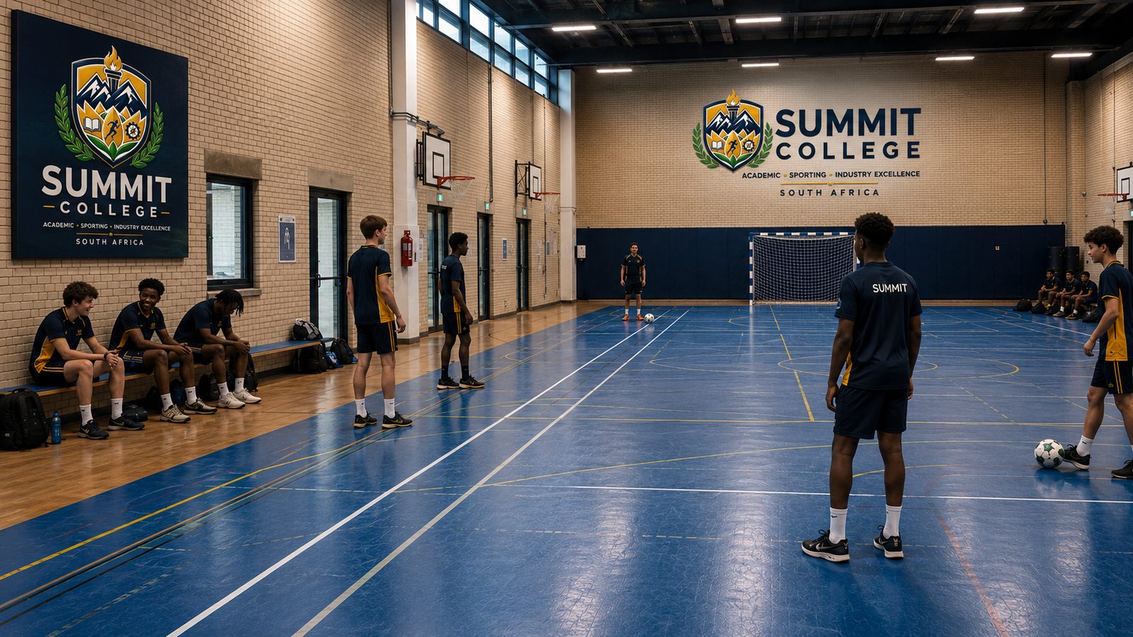 Summit College students at indoor sports practice